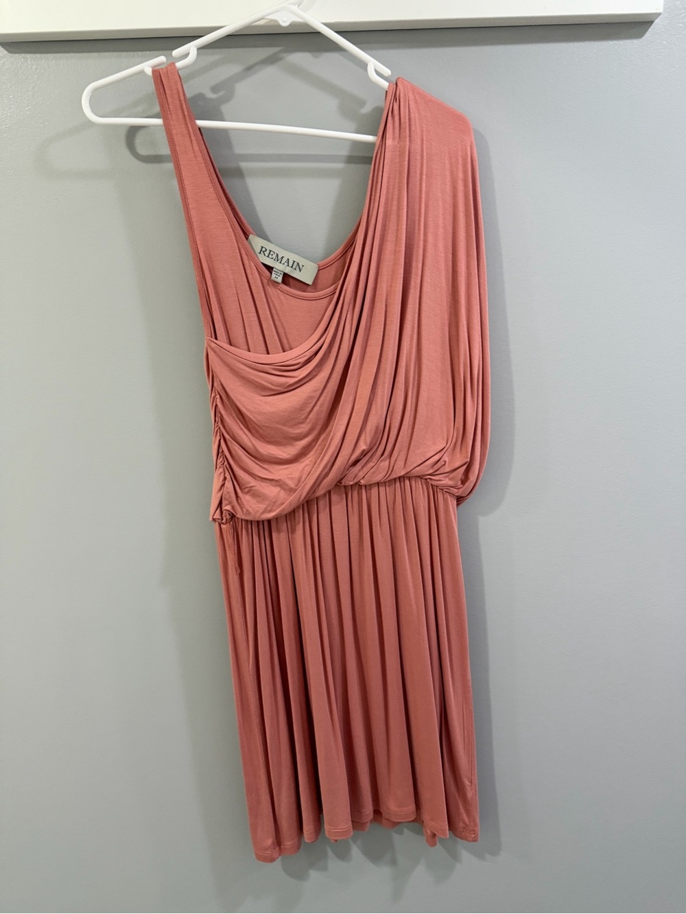 Remain One-Shoulder Draped Dress in Rose